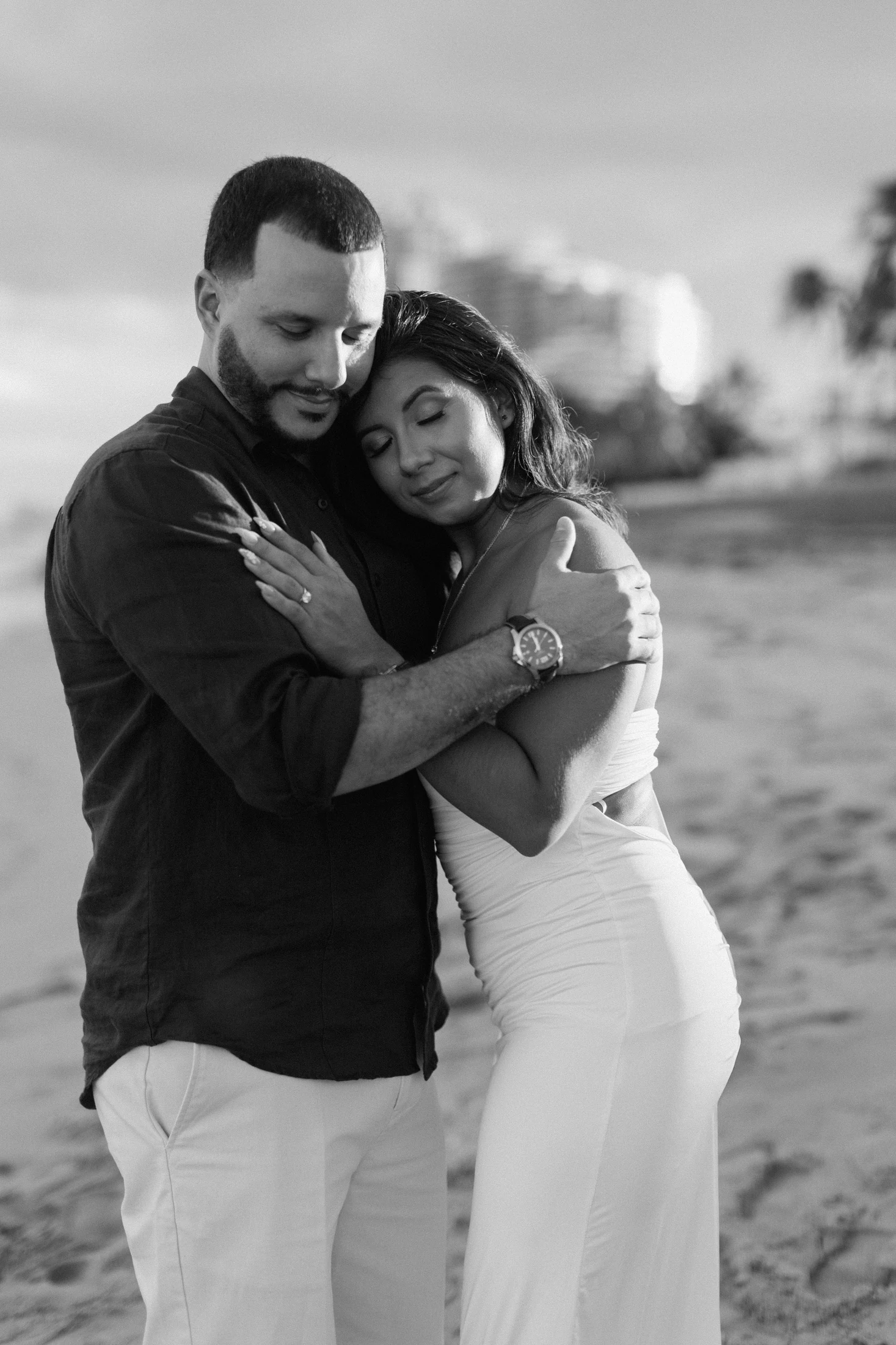 Black and white portrait of the couple